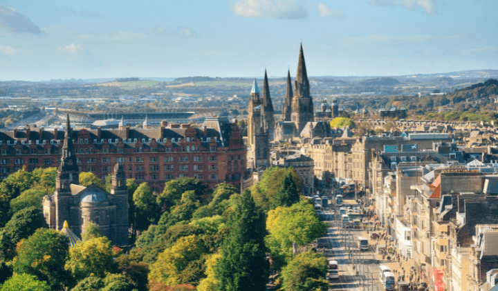 Vista aérea de Edimburgo, Escocia