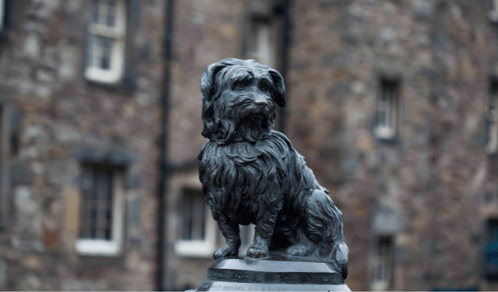 Estatua del perro Bobby situada en Edimburgo, Escocia