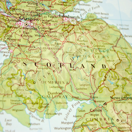 Mapa de Escocia en Reino Unido