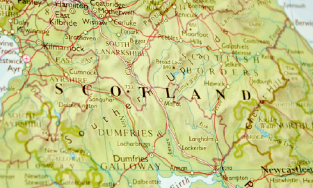 Mapa de Escocia en Reino Unido